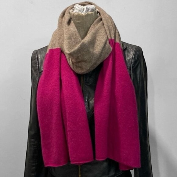 Brown and Pink Cashmere Scarf 74X 19 - Picture 1 of 10